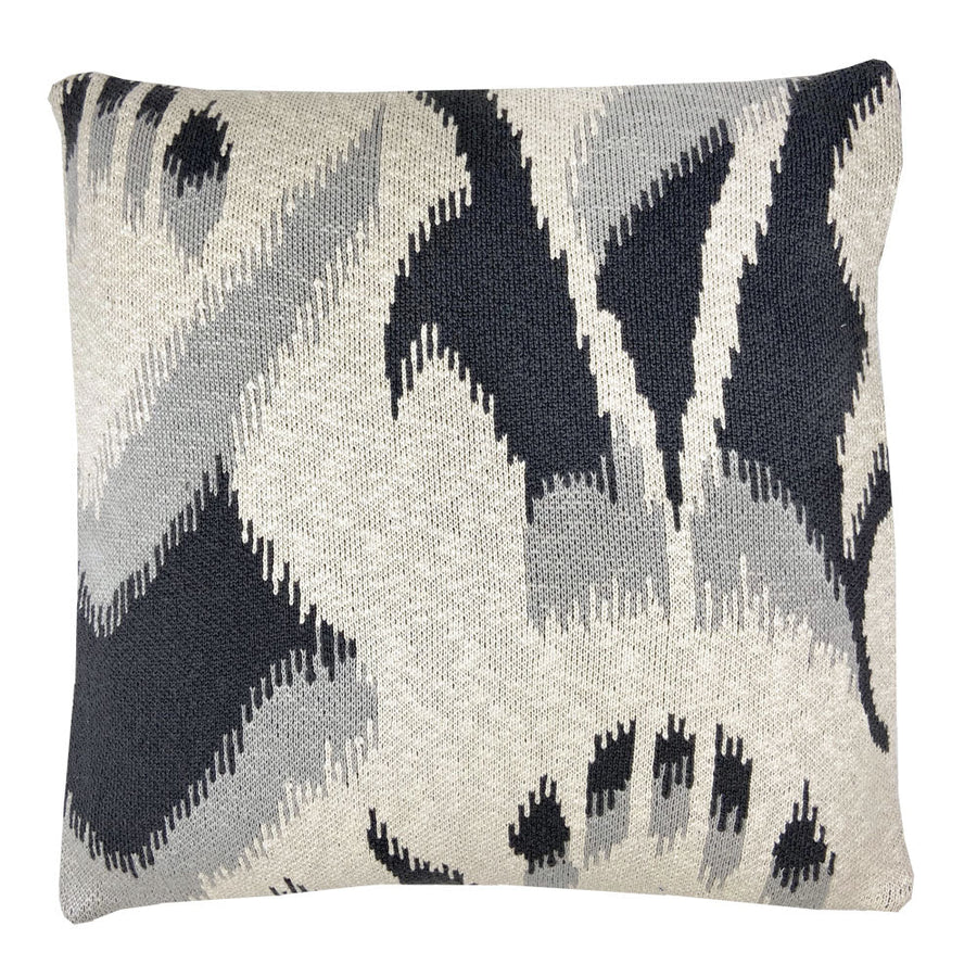 Malagoon sierkussen ikat - antraciet - 50x50cm 100% biologisch katoen