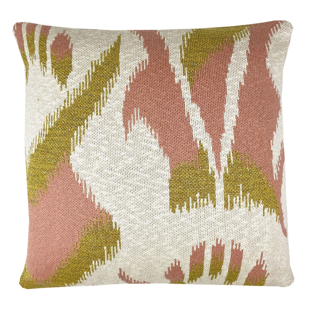 Malagoon sierkussen ikat - roze - 50x50cm 100% biologisch katoen