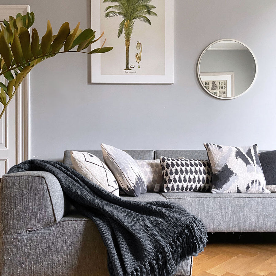 Malagoon sierkussen wave - antraciet - 50x50cm 100% biologisch katoen