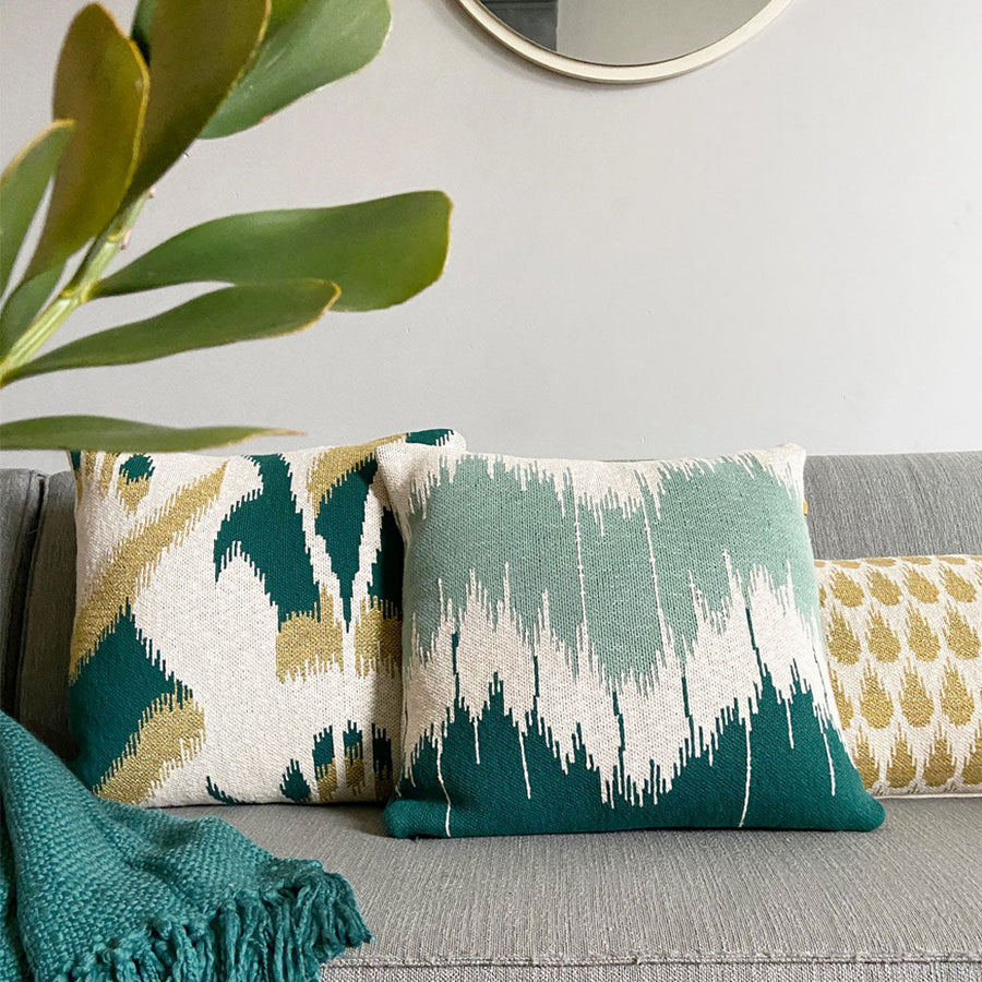 Malagoon sierkussen wave - groen - 50x50cm 100% biologisch katoen