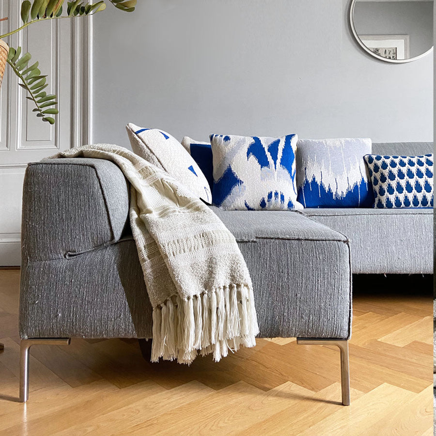 Malagoon sierkussen wave - blauw - 50x50cm 100% biologisch katoen