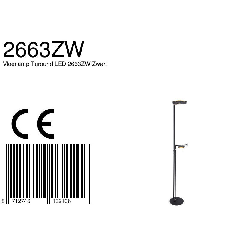 Vloerlamp Turound 2663ZW Zwart
