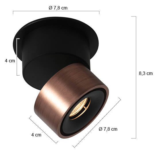 Bronzen 1 lichts spot fez 2673br dimbaar draaibaar en kantelbaar