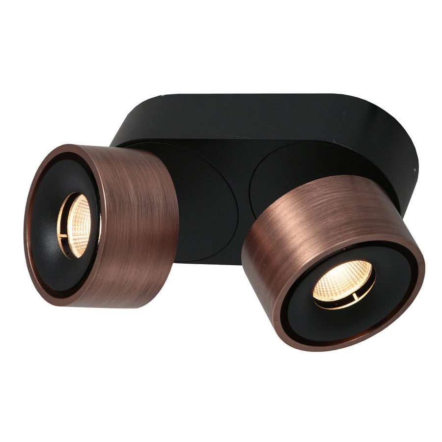 Bronzen 2 lichts spot fez 2674br dimbaar draaibaar en kantelbaar