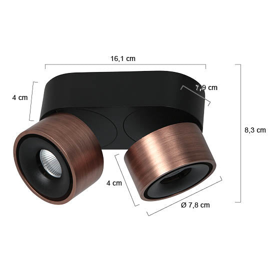 Bronzen 2 lichts spot fez 2674br dimbaar draaibaar en kantelbaar