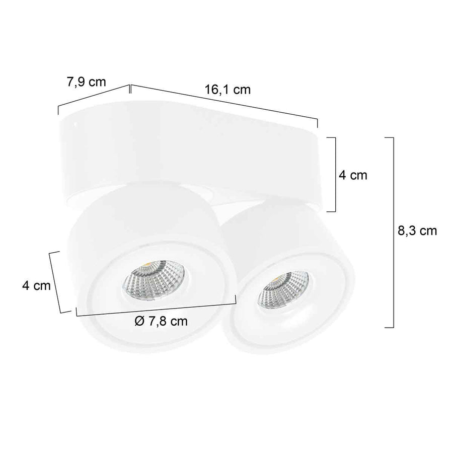Witte 2 lichts spot fez 2674w dimbaar draaibaar en kantelbaar