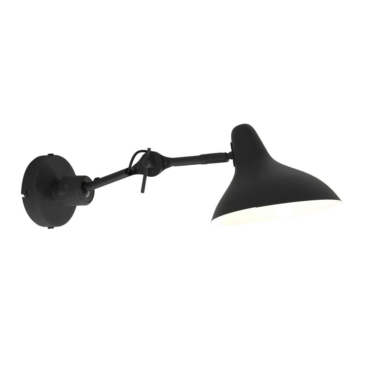 Zwarte wandlamp kasket 2693zw met grote fitting en schakelaar