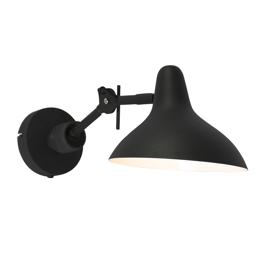 Zwarte wandlamp kasket 2693zw met grote fitting en schakelaar