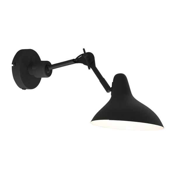 Zwarte wandlamp kasket 2693zw met grote fitting en schakelaar