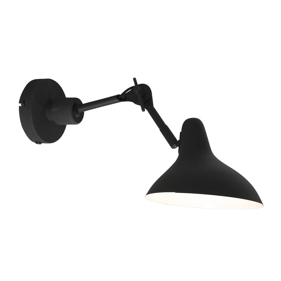 Zwarte wandlamp kasket 2693zw met grote fitting en schakelaar