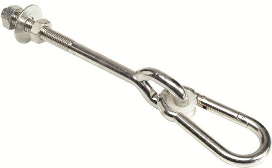 Schommelhaak Lengte tot oog 140mm  Met karabijnhaak Lengte 100mm & Dikte 10mm