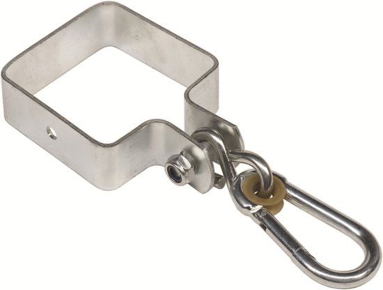 schommelhaak Vierkant Dikte 2,5mm - Breedte 35mm  Met karabijnhaak Lengte 100mm & Dikte 10mm