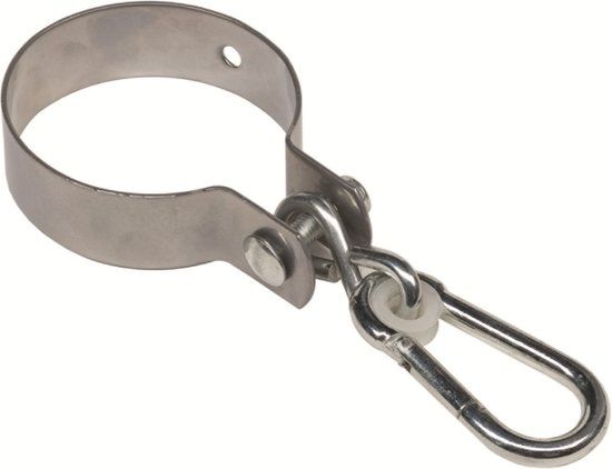schommelhaak Rond Dikte 2,5mm - Breedte 35mm  Met karabijnhaak Lengte 100mm & Dikte 10mm