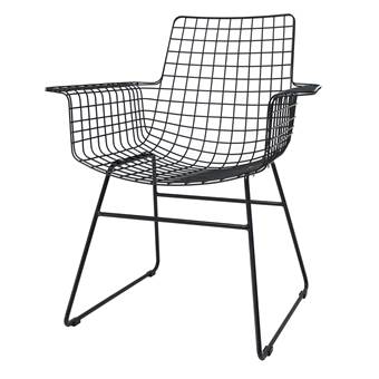Metal wire chair with arms black