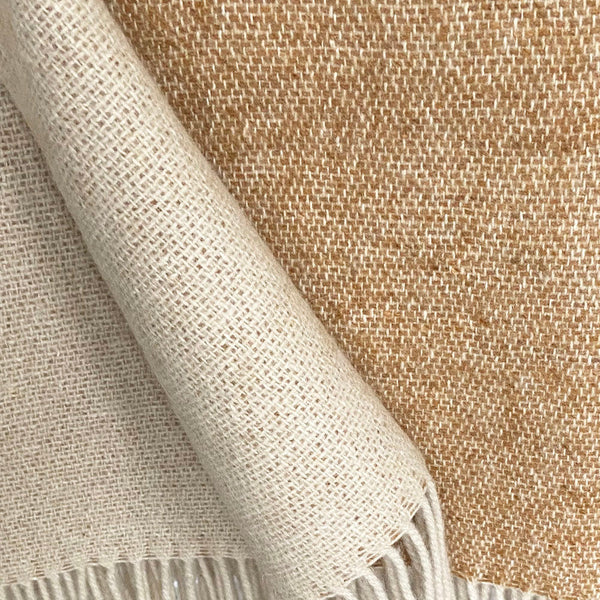 Malagoon plaid kameelbeige omkeerbaar - 130x170cm gerecyclede wol