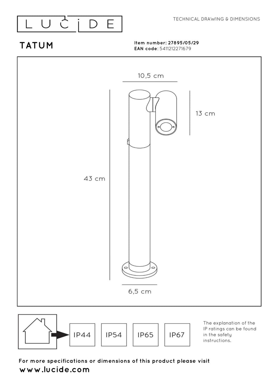 Lucide TATUM LED-paallamp 5 W, IP65, antraciet