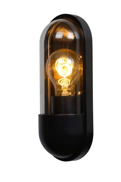 Lucide capsule - wandlamp buiten - 1xe27 - ip65 - zwart