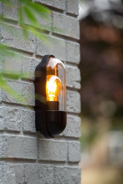 Lucide capsule - wandlamp buiten - 1xe27 - ip65 - zwart