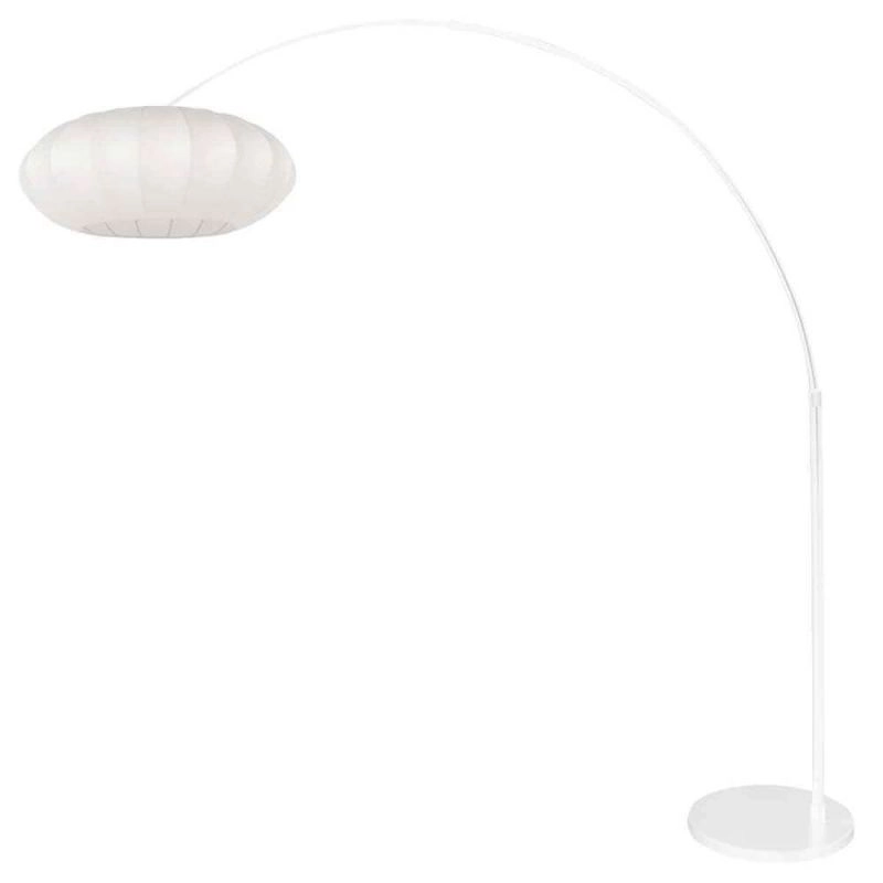 Witte vloerlamp Sparkled Light 4185W met wit zijde plat-ronde lampenkap
