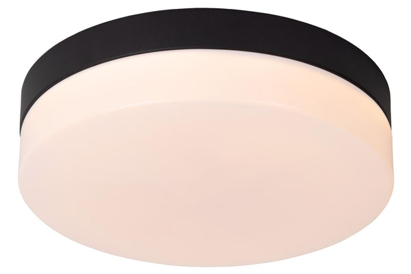 Lucide BISKIT LED-plafondlamp voor de badkamer met bewegingssensor Ø 23 cm, 12 W, IP44, zwart