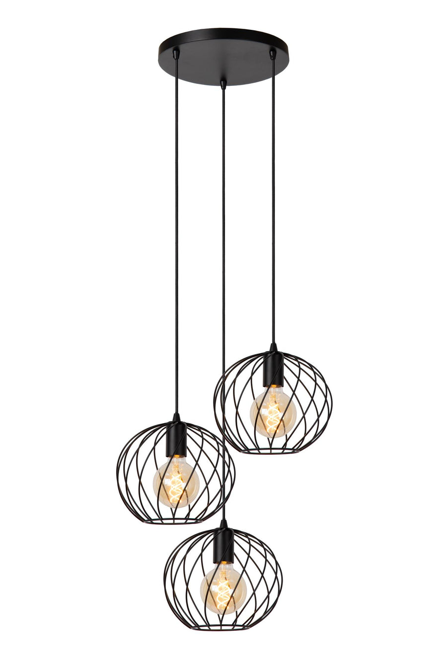 Lucide DANZA hanglamp Ø 50 cm, 3 × E27, zwart