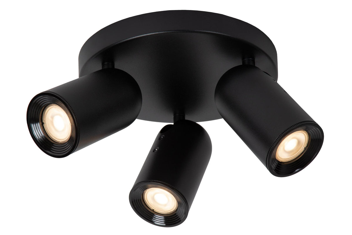 Lucide PUNCH plafondspot Ø 21 cm, 3 × GU10, zwart