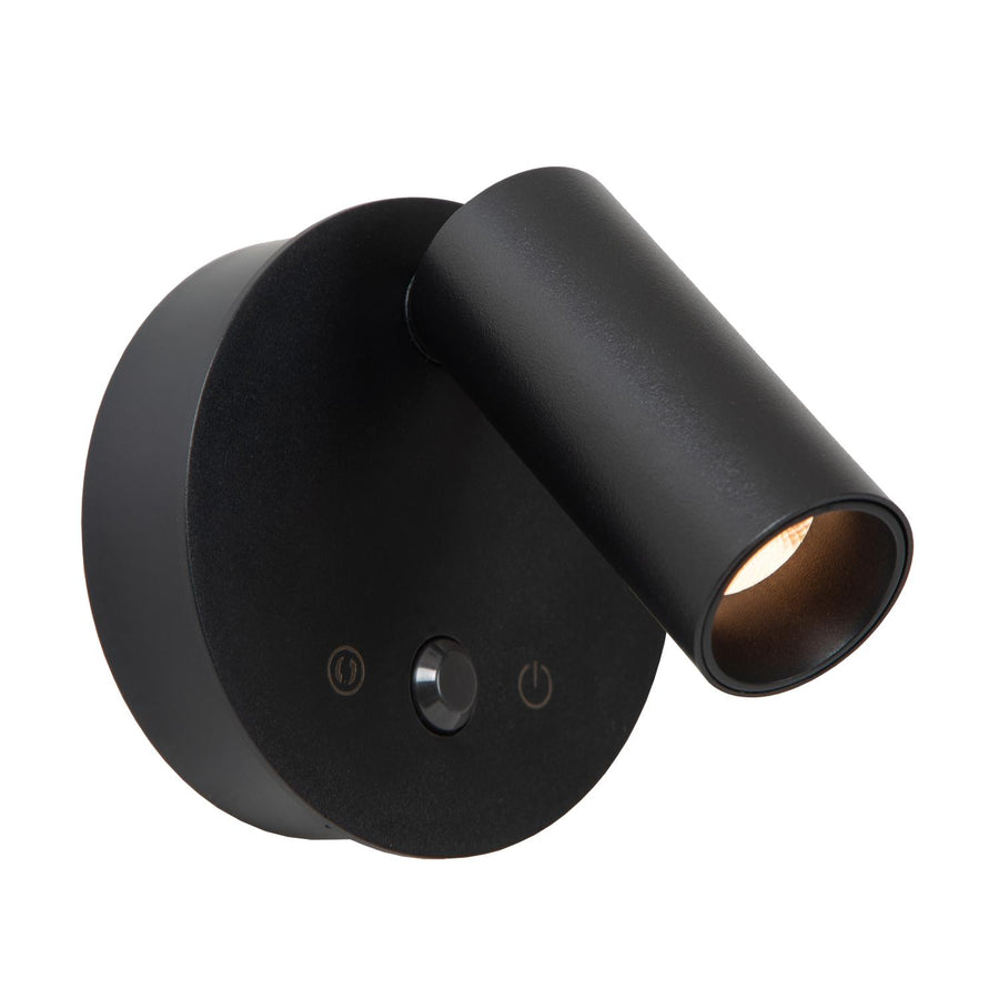 Lucide TONI oplaadbare LED-wandspot met dimfunctie en bewegingssensor Ø 8,1 cm, 2 W, 2700–4000 K, zwart