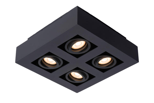 Lucide XIRAX dimbare LED-plafondspot 4 × GU10, 4 × 5 W, 2200–3000 K, zwart