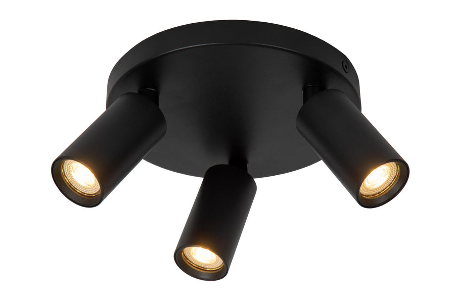 Lucide RITMO plafondspot Ø 18 cm, 3 × GU10, zwart