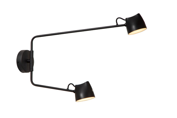 Lucide MILNE dimbare LED-wandlamp 2 × 8 W, zwart