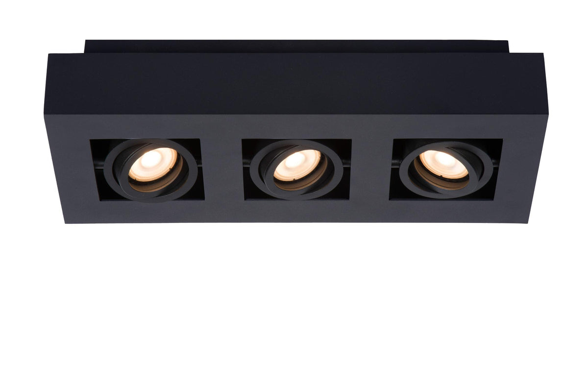 Lucide XIRAX dimbare LED-plafondspot 3 × GU10, 3 × 5 W, 2200–3000 K, zwart
