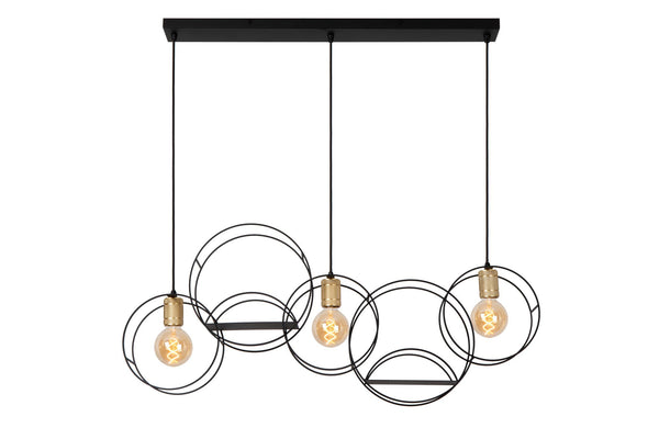 Lucide CIRCLE hanglamp 3 × E27, zwart