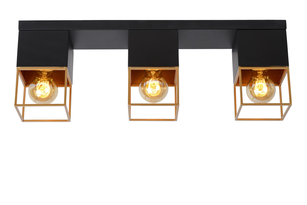 Lucide RIXT plafondlamp 3 × E27, zwart