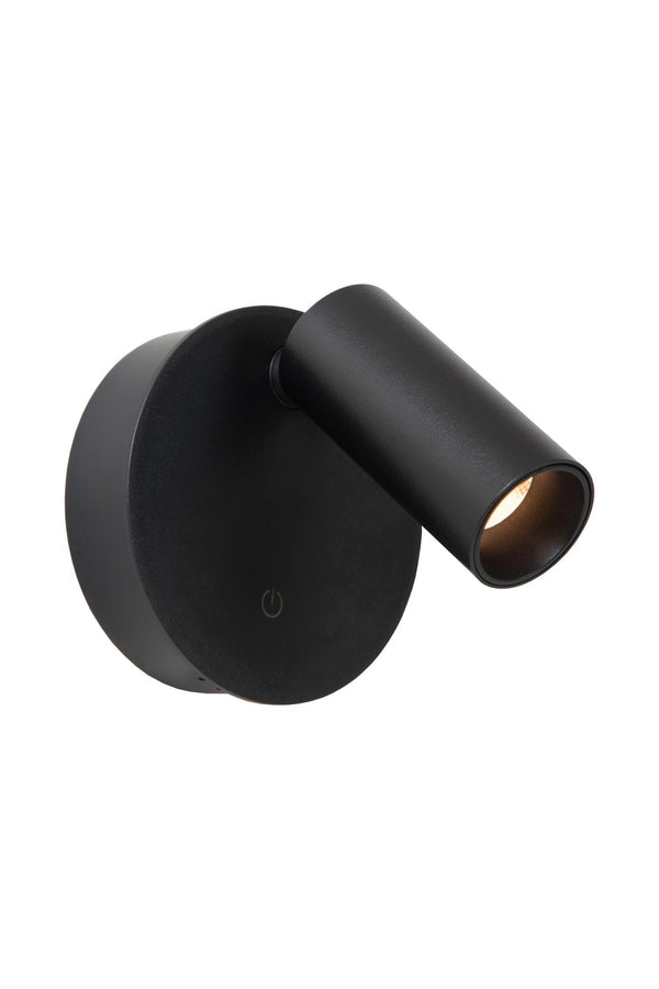 Lucide TONI oplaadbare LED-wandspot met dimfunctie, Ø 8,1 cm, 2 W, 2700–4000 K, zwart