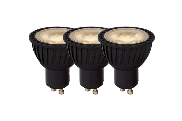 Lucide MR16 dimbare LED-lamp GU10 Ø 5 cm, 3 × 5 W, 3000 K, zwart
