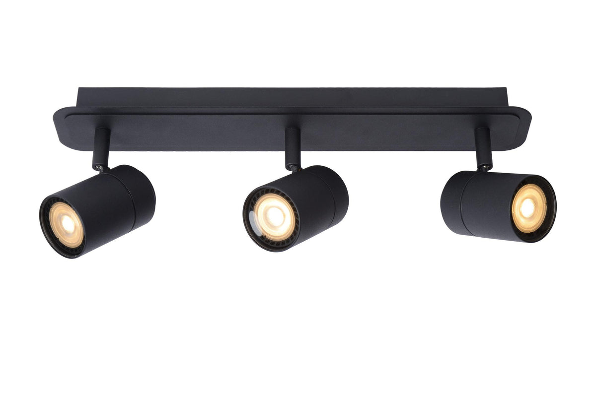 Lucide LENNERT dimbare LED-plafondspot voor de badkamer 3 × GU10, 3 × 5 W, IP44, zwart