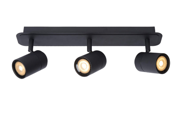 Lucide LENNERT dimbare LED-plafondspot voor de badkamer 3 × GU10, 3 × 5 W, IP44, zwart