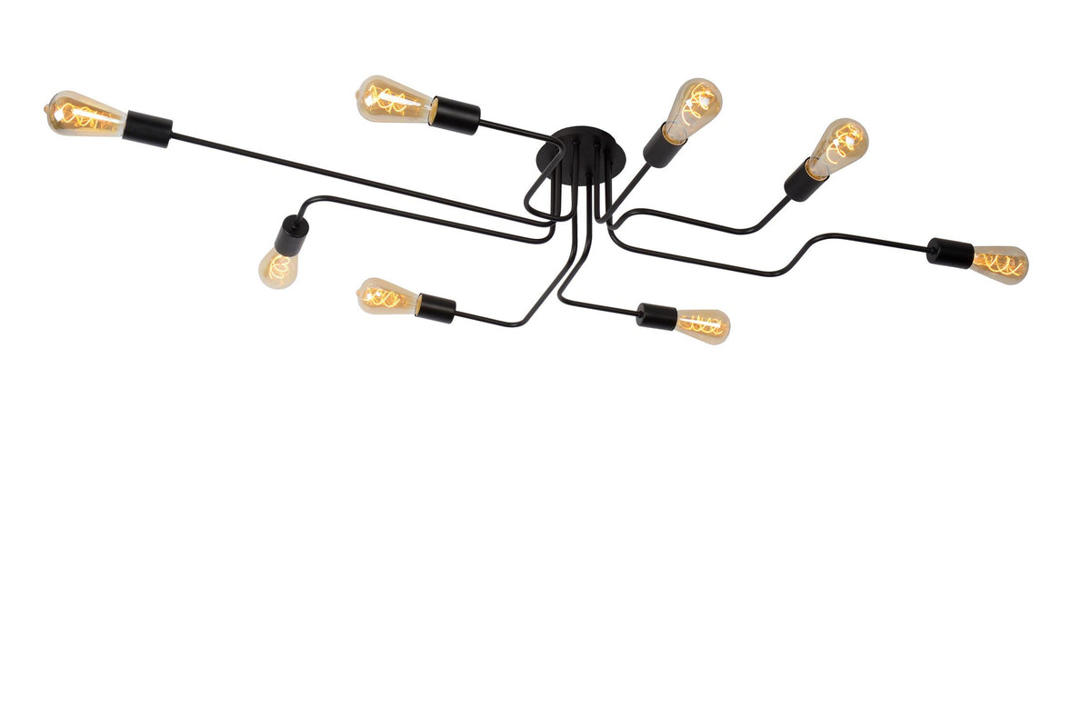 Lucide LESTER plafondlamp 8 × E27, zwart