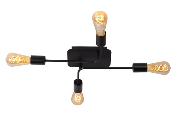 Lucide LESTER plafondlamp 4 × E27, zwart