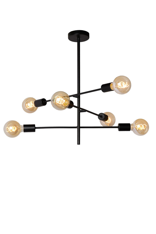 Lucide LESTER plafondlamp 6 × E27, zwart