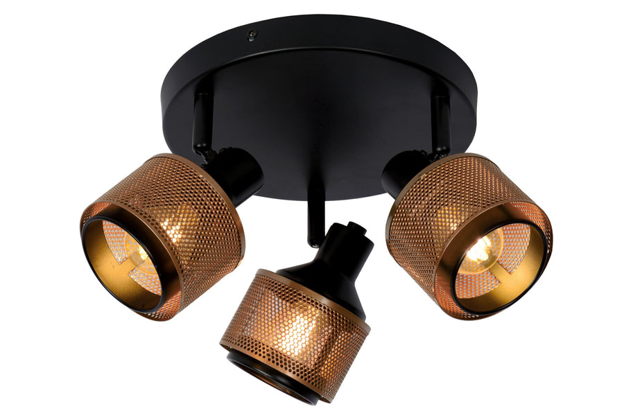 Lucide RAFA plafondspot Ø 35 cm, 3 × E14, zwart