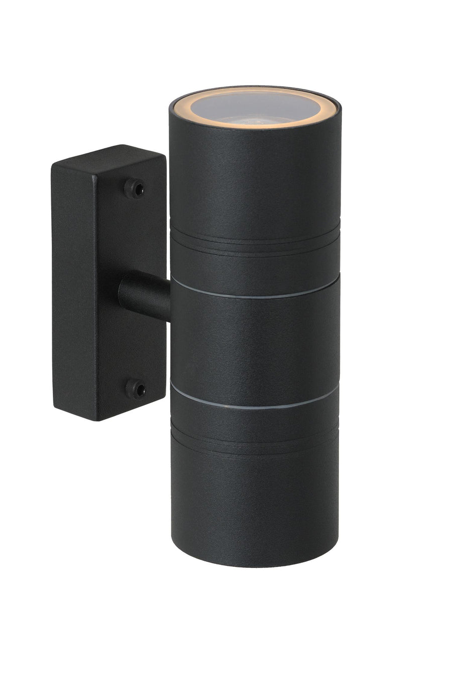 Lucide ARNE-LED wandspot voor binnen en buiten Ø 6,3 cm, 2 × GU10, 2 × 5 W, IP44, zwart