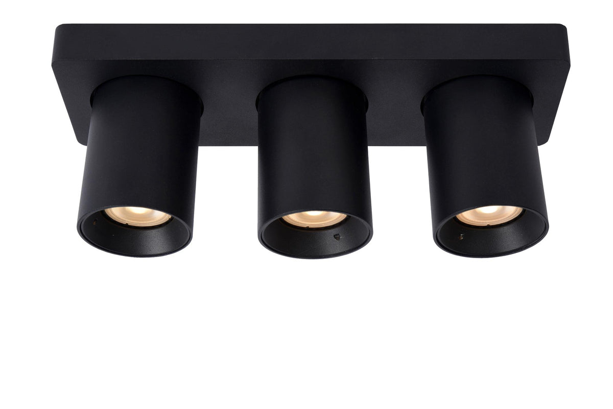 Lucide NIGEL dimbare LED-plafondspot 3 × GU10, 3 × 5 W, 2200–3000 K, zwart