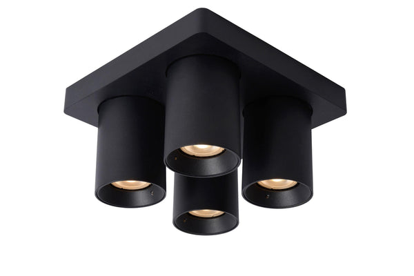 Lucide NIGEL dimbare LED-plafondspot 4 × GU10, 4 × 5 W, 2200–3000 K, zwart