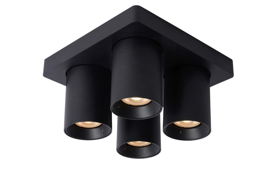Lucide NIGEL dimbare LED-plafondspot 4 × GU10, 4 × 5 W, 2200–3000 K, zwart