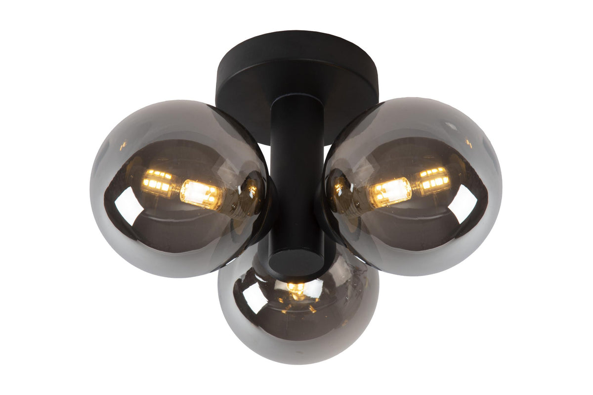 Lucide TRUDY plafondlamp voor de badkamer Ø 28 cm, 3 × G9, IP44, zwart