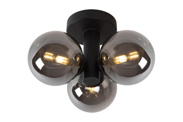 Lucide TRUDY plafondlamp voor de badkamer Ø 28 cm, 3 × G9, IP44, zwart