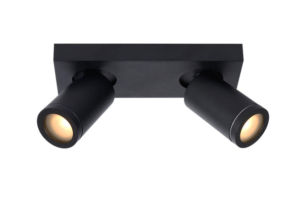 Lucide TAYLOR dimbare LED-plafondspot voor de badkamer 2 × GU10, 2 × 5 W, IP44, 2200–3000 K, zwart