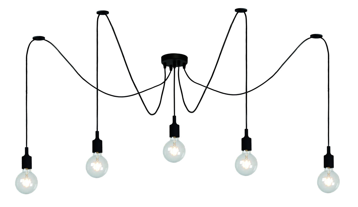 Lucide FIX hanglamp 5 × E27, zwart