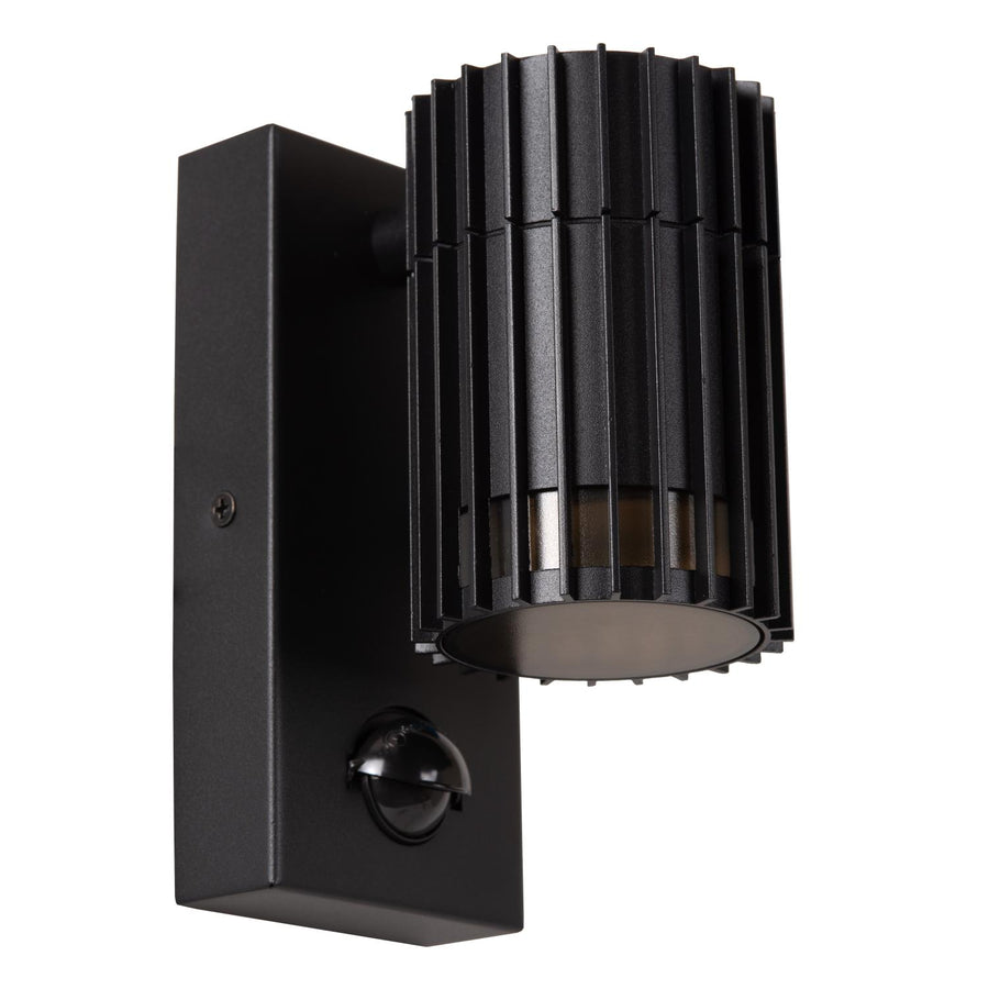 Lucide TIMBALA wandspot voor binnen en buiten met bewegings- en dag-nachtsensor GU10, IP44, zwart